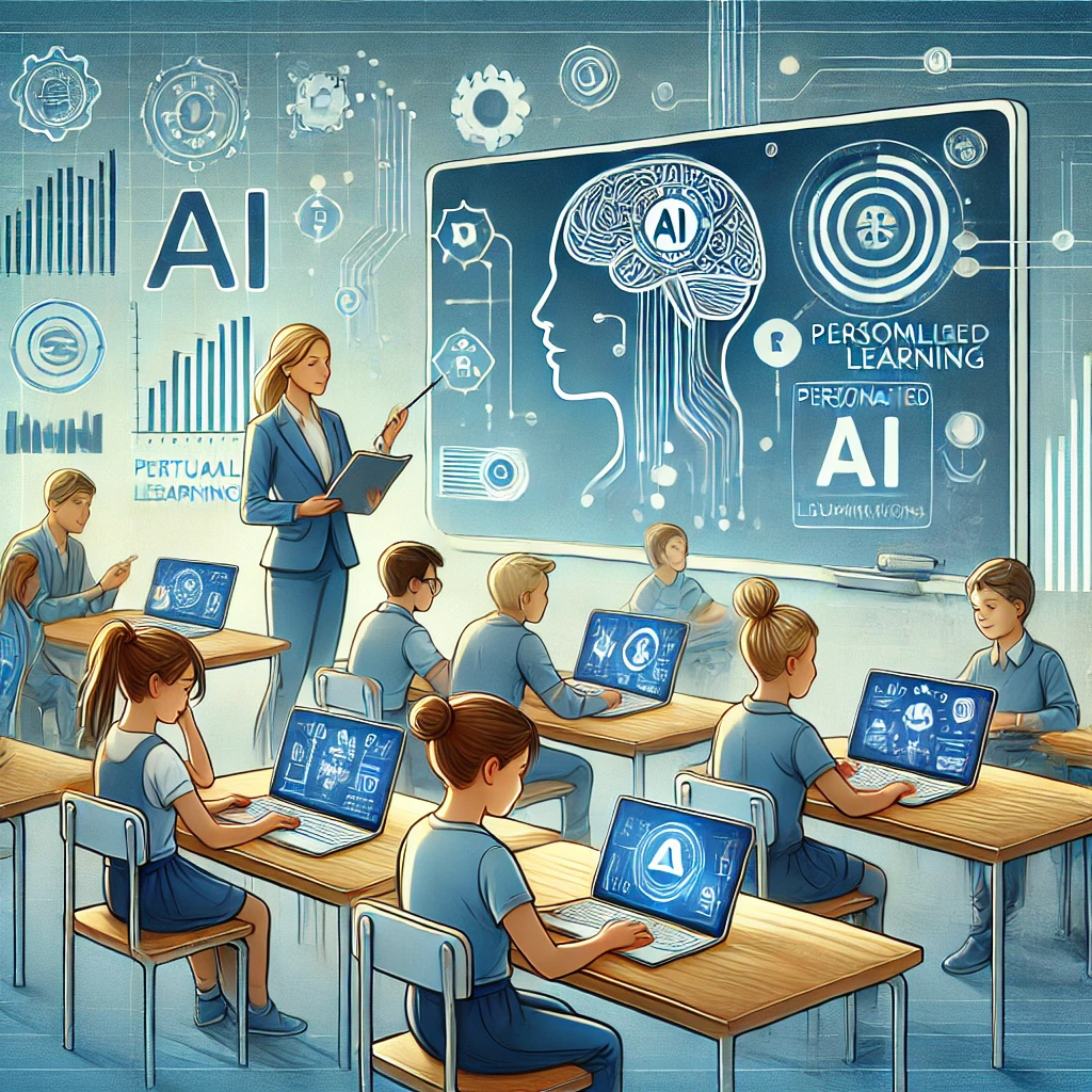 Students learning with AI